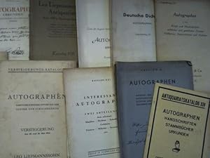 Autographen, Handschriften, Stammbilder, Urkunden. 15 verschiedene Kataloge und Listen ca. 1930-1954