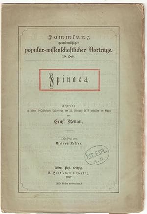 Imagen del vendedor de Spinoza. Festrede zu seiner 200jhrigen Todesfeier am 21.Februar 1877 gehalten in Haag a la venta por Antiquariat Andreas Schwarz