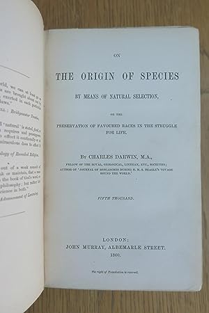 Imagen del vendedor de On the Origin of Species, by Means of Natural Selection, or the Preservation of Favoured Races in the Struggle for Life a la venta por HALEWOOD : ABA:ILAB : Booksellers :1867