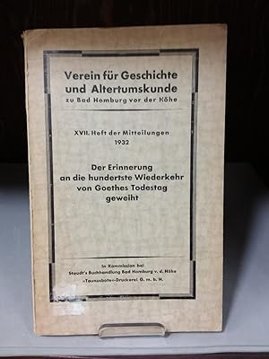 Image du vendeur pour Verein fr Geschichte und Altertumskunde. XVII. Heft der Mitteilungen 1932. mis en vente par Kepler-Buchversand Huong Bach