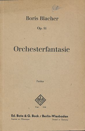 Bild des Verkufers fr Op. 51 Orchesterfantasie. zum Verkauf von Fundus-Online GbR Borkert Schwarz Zerfa