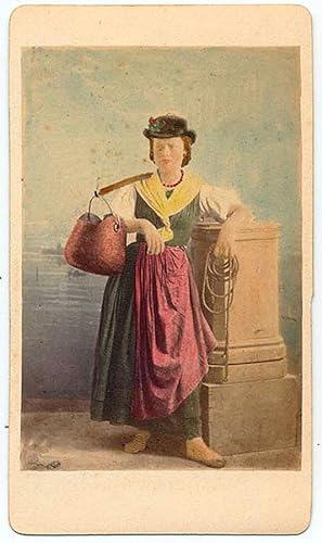 CDV Venice Costumes water carrier Hand-colored orignal photo Ponti 1870c S1088