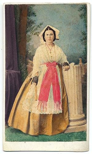 CDV Rome Woman in traditional costume Orignal photo hand-colored 1870c S1094