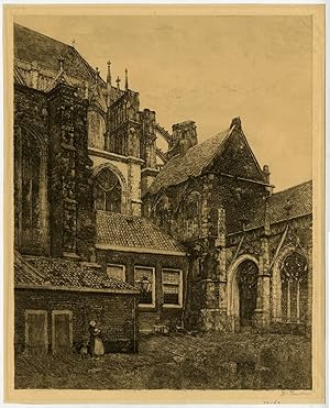 Bild des Verkufers fr Antique Print-UTRECHT-CHURCH-DOM-CITYSCAPE-Van Leusden-ca. 1920 zum Verkauf von ThePrintsCollector