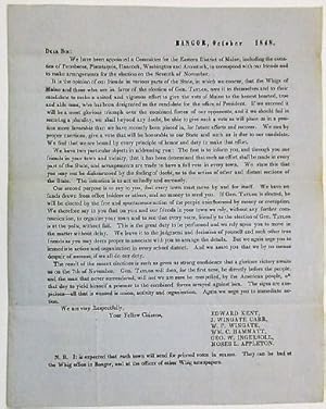 BANGOR, OCTOBER -- 1848. DEAR SIR: WE HAVE BEEN APPOINTED A COMMITTEE FOR THE EASTERN DISTRICT OF...