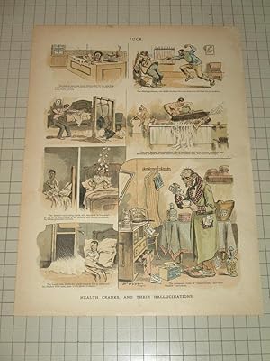 Seller image for 1889 Puck Lithograph of "Health Cranks and Their Hallucinations" - 19th Century Hypochondriacs for sale by rareviewbooks