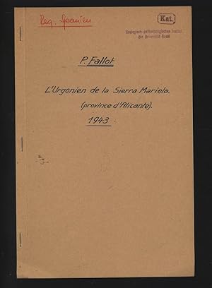 Bild des Verkufers fr L Urgonien de la Sierra Mariola (province d Alicante). zum Verkauf von Antiquariat Bookfarm