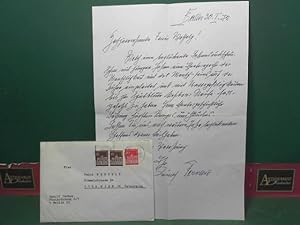 handschriftlicher und signierter Brief von Rudolf Fernau an Paula Wessely, vom 20.I.72 (Geburtsta...