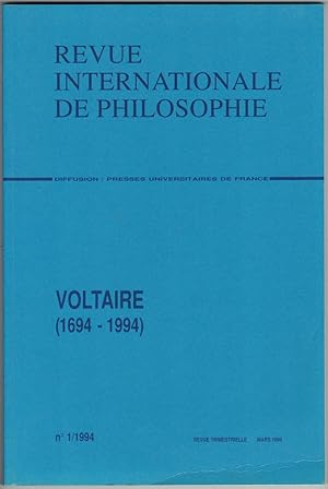 Imagen del vendedor de Revue internationale de philosophie. Voltaire (1694-1994). Mars 1994. a la venta por Rometti Vincent