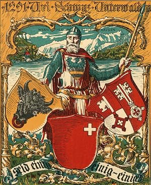 Sammlung von 12 Schweizer Kantonswappen. Aus: Schweizer Wappenkalender 1892.