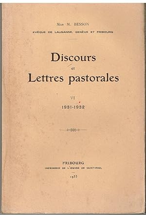 Bild des Verkufers fr Discours et lettres pastorales VI 1931-1932 zum Verkauf von Librairie l'Aspidistra