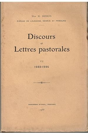 Bild des Verkufers fr Discours et lettres pastorales VI 1933-1934 zum Verkauf von Librairie l'Aspidistra