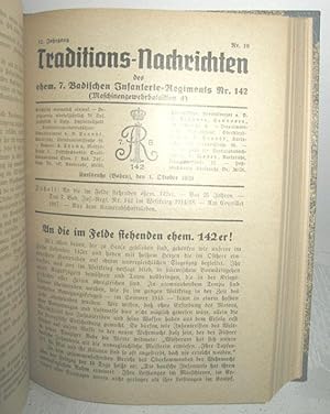 Bundes-Blatt des ehemaligen 7. Badischen Infanterie-Regiments Nr. 142 (10. - 14. Jahrgang in eine...