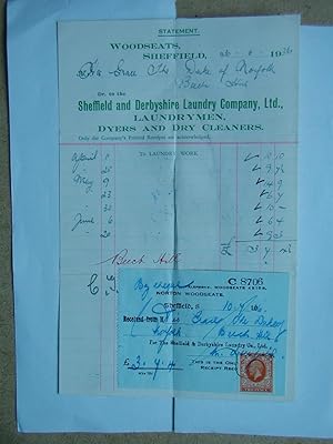 Invoice: Sheffield and Derbyshire Laundry Company Ltd. 1936.