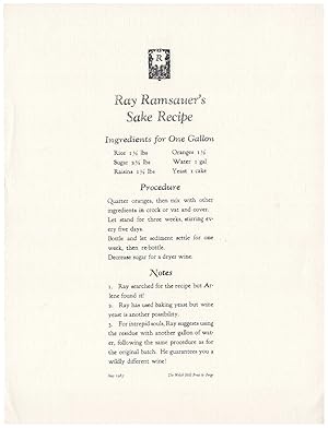 Seller image for Ray Ramsauer's Sake Recipe for sale by Arundel Books