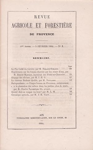 Seller image for Revue agricole et forestire de Provence - 4me anne - 5 fvrier 1864 - n 2 for sale by Pare Yannick