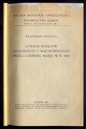 Seller image for Utrata Ksiestw Opolskiego i Raciborskiego przez Ludwike Marje w r. 1666 for sale by POLIART Beata Kalke