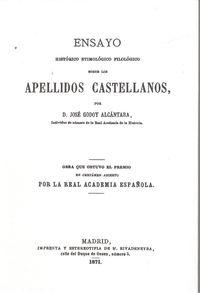Image du vendeur pour Apellidos castellanos ensayo histrico etimolgico filolgico mis en vente par Imosver