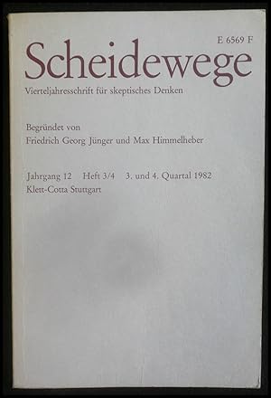 Seller image for Scheidewege Vierteljahresschrift fr skeptisches Denken Jahrgang 12, Heft 3/4, 3.u. 4. Quartal 1982. for sale by ANTIQUARIAT Franke BRUDDENBOOKS