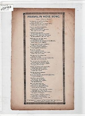 Song sheet: FRANKLIN HOSE SONG. Tune--"Rocks of Sicily."