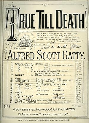 Immagine del venditore per True till Death [Vintage Piano Sheet Music] in G venduto da Little Stour Books PBFA Member