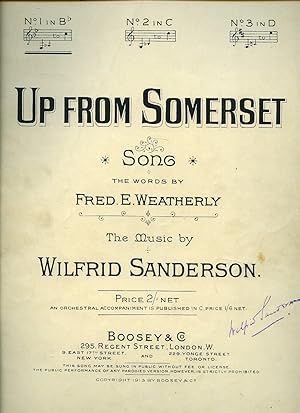 Bild des Verkufers fr Up From Somerset [Vintage Piano Sheet Music] in B flat zum Verkauf von Little Stour Books PBFA Member