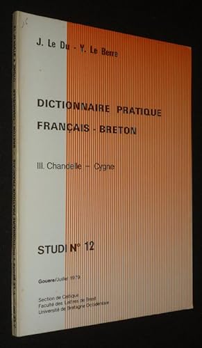 Image du vendeur pour Dictionnaire pratique franais-breton, 3. Chandelle-Cygne - Studi N12, Gouere/Juillet 1979 mis en vente par Abraxas-libris