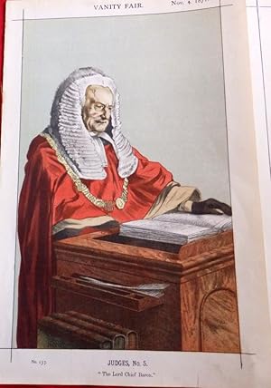 Image du vendeur pour Judges No 5. "The Lord Chief Baron". Vanity Fair Print No 157. 1871 mis en vente par Colophon Books (UK)