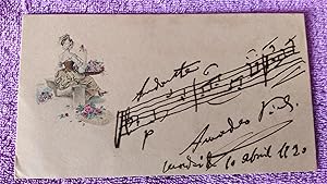 CARTA ORIGINAL CON PARTITURA DEL ARTISTA, FIRMADO, AMADEO VIVES ROIG 1920