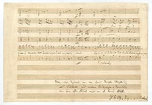 Seller image for Autograph musical manuscript. Fragment of the insertion aria ("Dice benissimo") for Antonio Salieri s opera "La scuola de' gelosi", HXXIVb:5. for sale by Antiquariat INLIBRIS Gilhofer Nfg. GmbH