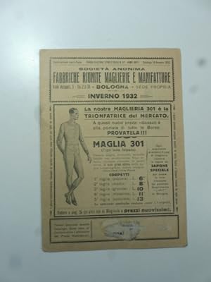 Societa' anonima fabbriche riunite maglierie e manifatture. Bologna. Via Malaguti 3. Inverno 1932