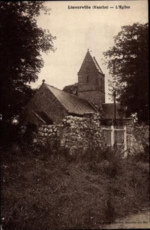 Ansichtskarte / Postkarte Linverville Marne, L'Eglise, Blick zur Kirche, Mauer, Kirchturm