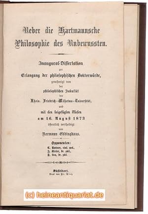 Über die Hartmannsche Philosophie des Unbewußten. Inaugural-Dissertation zur Erlangung der philos...