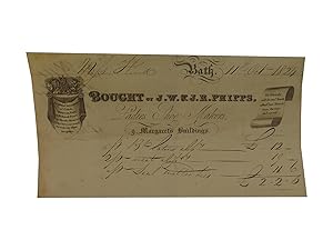 Seller image for Bought of J.W. & J.R. Phipps, Ladies Shoe Makers, 9, Margaret Buildings, Bath for sale by Zetetic Books