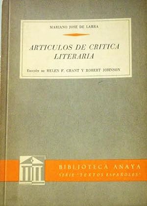 Bild des Verkufers fr Artculos de crtica literaria. zum Verkauf von Laila Books