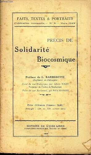 Immagine del venditore per FAITS, TEXTES ET PORTRAITS / N9 - MARS 1928 /SOLIDARITE BIOCOSMIQUE. venduto da Le-Livre