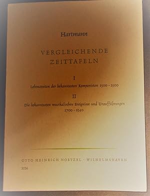 Vergleichende Zeittafeln: I Lebenszeiten der bekanntesten Komponisten 1500-1900; II Die bekanntes...
