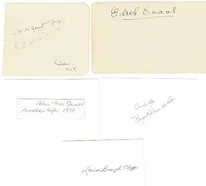 Small selection of five signed clipped pieces by various American ladies tennis players