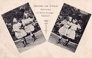 Charlotte und Elfried Spannaus, die kleinen Gesangs-Duettisten. Postkarte in Lichtdruck. Ungelaufen.