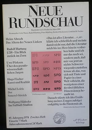 Imagen del vendedor de Neue Rundschau 85. Jahrgang 1974 ; Zweites Heft a la venta por ANTIQUARIAT Franke BRUDDENBOOKS