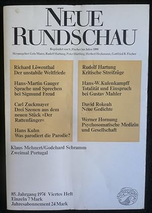 Imagen del vendedor de Neue Rundschau 85. Jahrgang 1974 ; Viertes Heft a la venta por ANTIQUARIAT Franke BRUDDENBOOKS