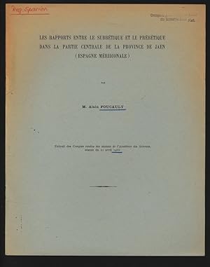 Imagen del vendedor de Les rapports entre le surrtique et le prrtique dans la partie centrale de la province de Jaen ( Espagne mridionale ). Extrait des Comptes rendus des sances de l Acadmie des Sciences, sance du 21 avril 1965. a la venta por Antiquariat Bookfarm