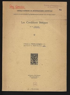 Bild des Verkufers fr Les Cordilleres Betiques. Publicado en "Estudios Geolgicos" n. 8, pgs. 83 a la 172, Madrid-Barcelona, 1948. zum Verkauf von Antiquariat Bookfarm