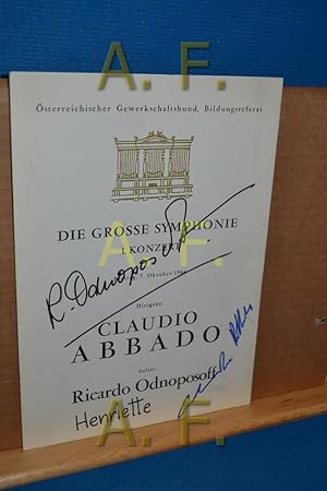 Autogramm von Claudio Abbado und Ricardo Odnoposoff / Signiert auf Die Grosse Symphonie 1. Konzer...