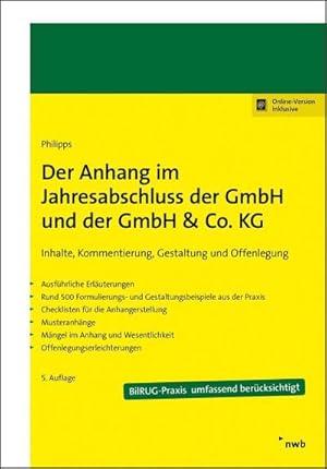 Seller image for Der Anhang im Jahresabschluss der GmbH und der GmbH & Co. KG for sale by BuchWeltWeit Ludwig Meier e.K.