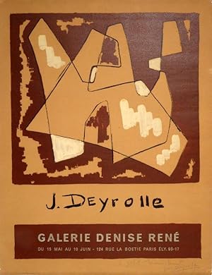 Affiche Jean Deyrolle. Galerie Denise René, Paris. Unten rechts mit Widmung des Künstlers in Blei...