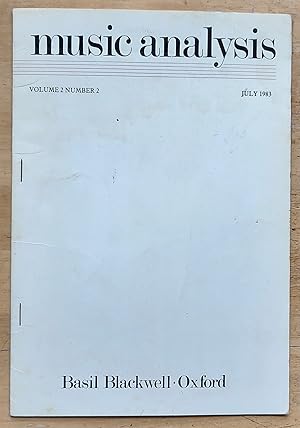 Bild des Verkufers fr Music and Analysis Volume 2, Number 2 July 1983 zum Verkauf von Shore Books