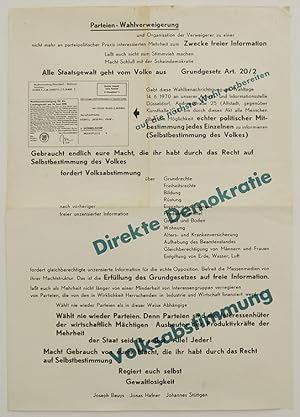 Parteien-Wahlverweigerung. Manifest, Text und Plakat (Joseph Beuys, Jonas Hafner, Johannes Stüttg...