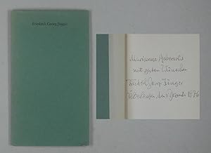 Seller image for Friedrich Georg Jnger zum 60. Geburtstag. Benno Wiese, Rede auf Friedrich Georg Jnger. Armin Mohler, Eine Bibiliographie. for sale by Daniel Thierstein