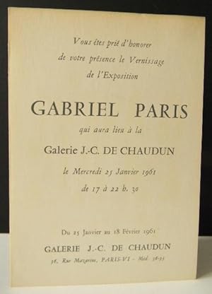 GABRIEL PARIS 1959-61. Carton dinvitation au vernissage de lexposition Gabriel Paris à la Galer...